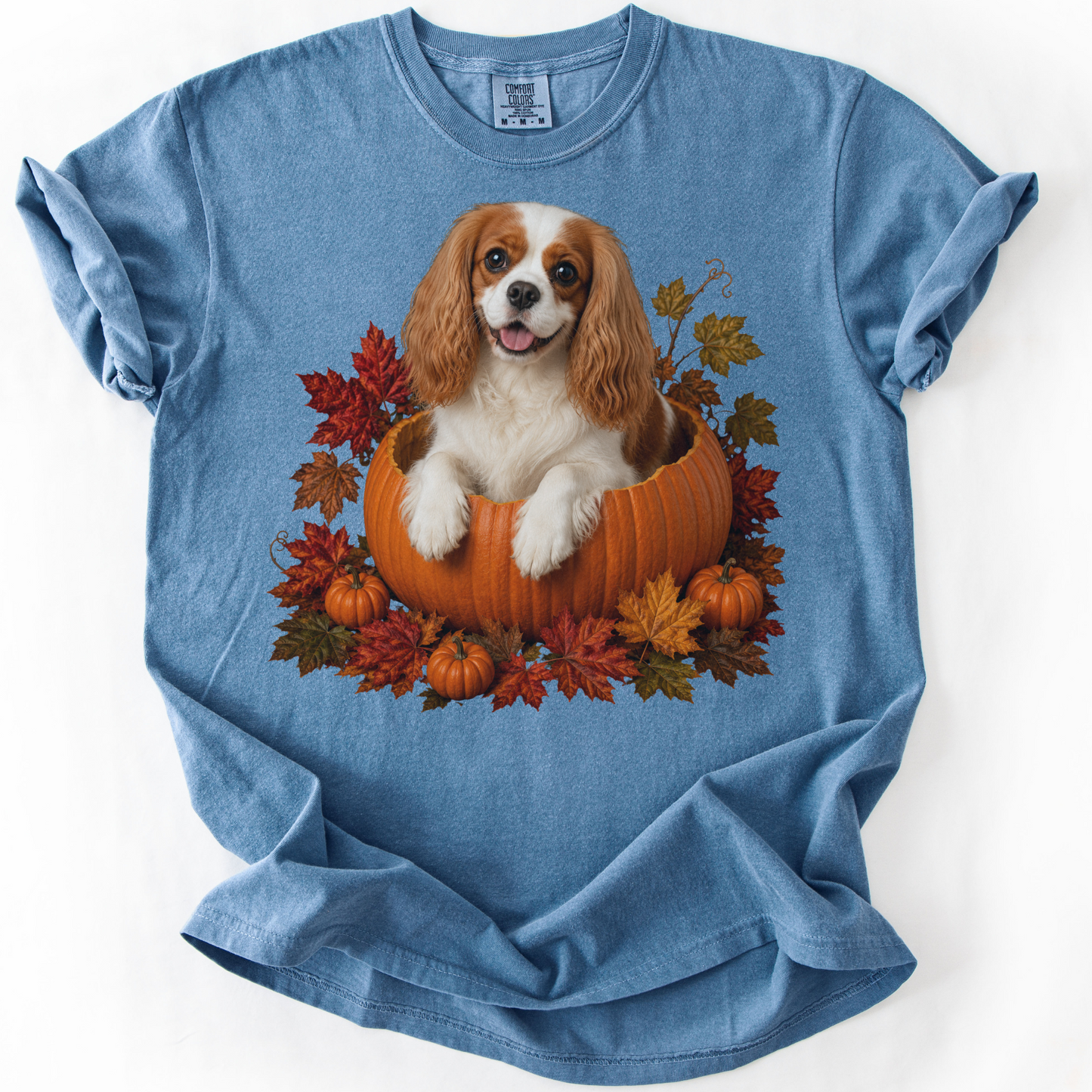Blenheim Cavalier Pumpkin Shirt Fall Dog Lover Autumn Comfort Colors Graphic Tee Gift Apparel