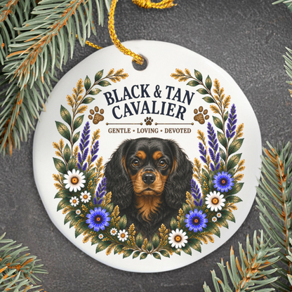Black and Tan Cavalier Ornament, Cavalier King Charles Spaniel Gift, Dog Lover Keepsake