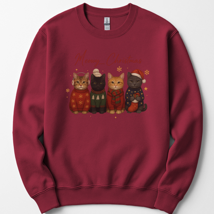 Meowy Christmas Cat Sweatshirt, Cozy Holiday Cat Lover Crewneck Gift