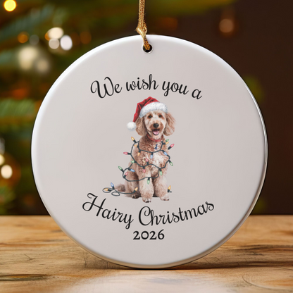 Christmas Poodle Ornament, Christmas Lights Dog Keepsake