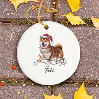 Load image into Gallery viewer, Personalized Red Shiba Inu Ornament, Custom Pet Lover Gift
