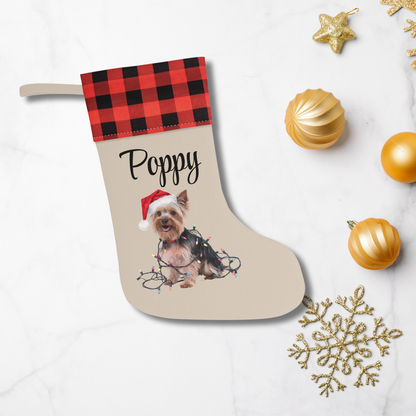 Personalized Yorkshire Terrier Christmas Stocking, Holiday Decor Gift for Yorkie Lovers