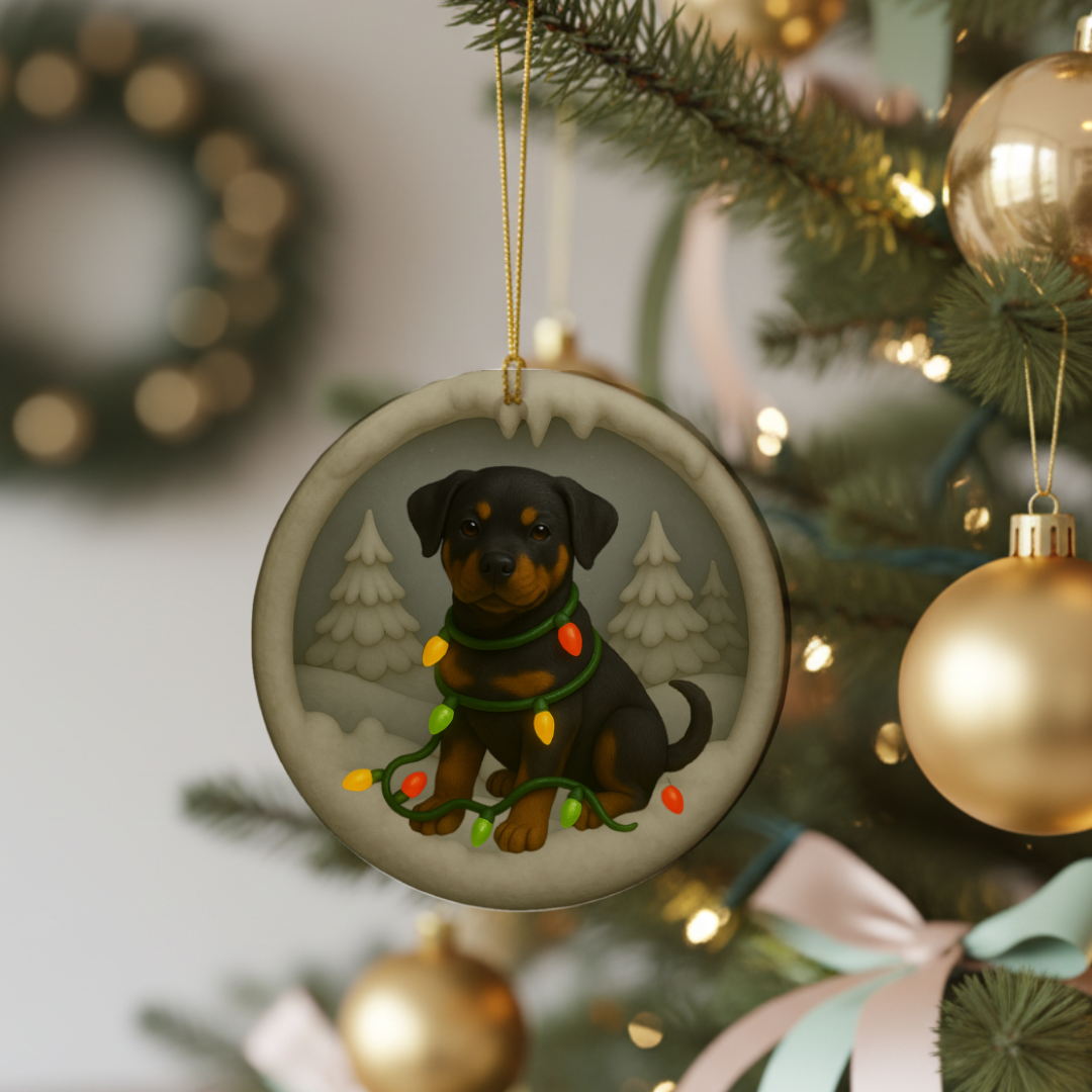 Personalized Rottweiler Christmas 3D Clay-Style Dog Keepsake