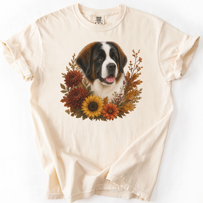 Personalized Dog Photo Fall Floral Shirt Custom Pet Comfort Colors Tee