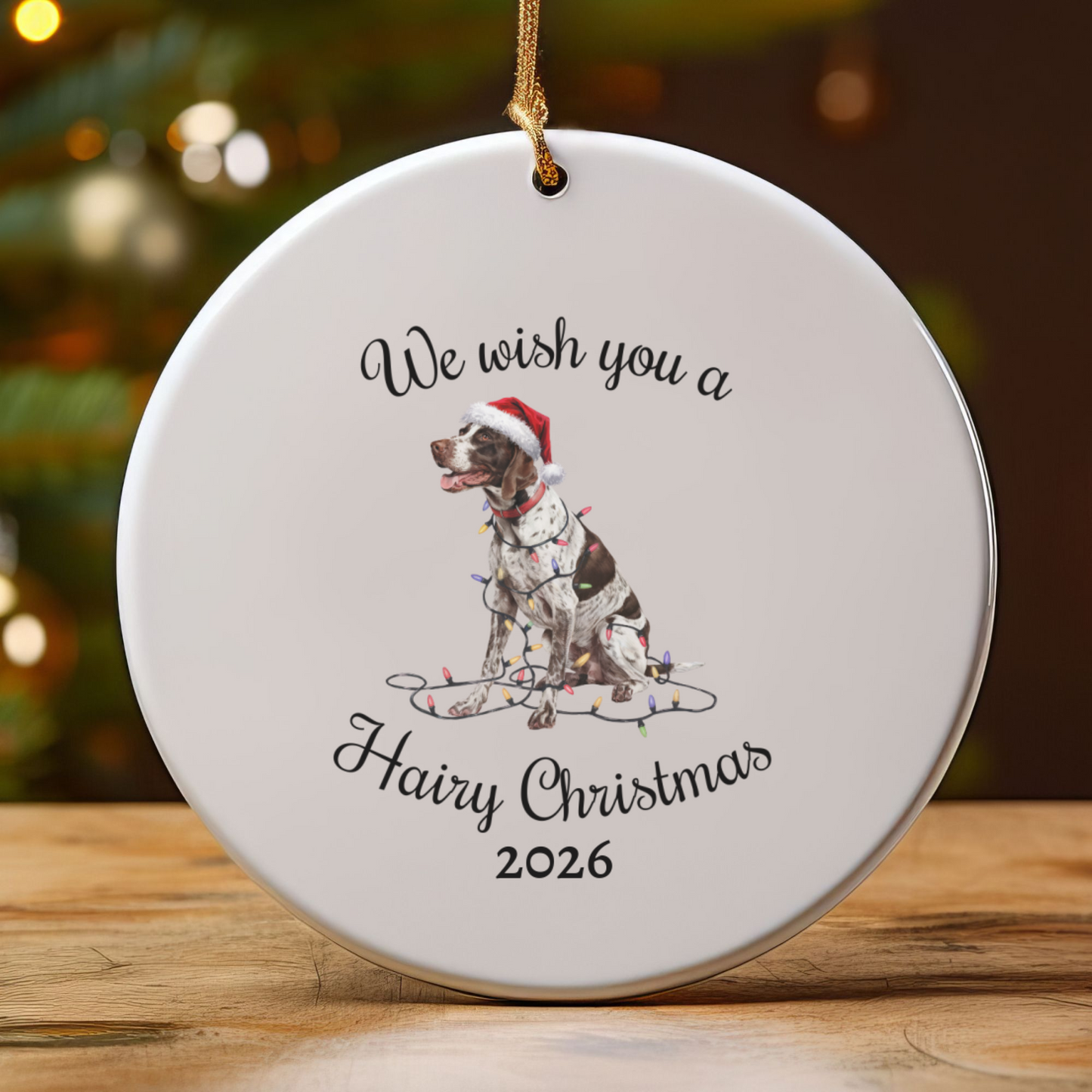 Christmas English Pointer Ornament, Christmas Lights Dog Keepsake