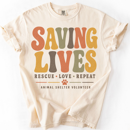Saving Lives Animal Shelter Volunteer Shirt