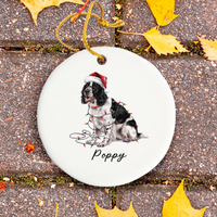 Load image into Gallery viewer, Personalized Black Springer Spaniel Ornament, Christmas Dog Decor
