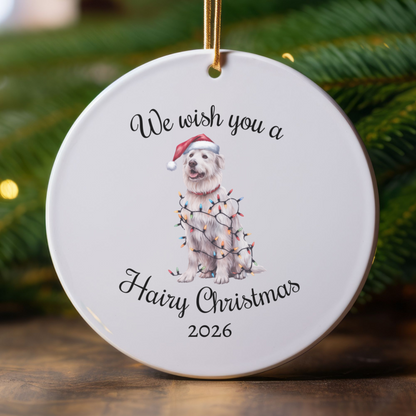 Christmas Kuvasz Ornament, Christmas Lights Dog Keepsake