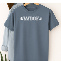 Load image into Gallery viewer, WOOF Dog Lover T-Shirt – Cute Minimalist Paw Print Tee for Pet Parents &amp; Dog Enthusiasts
