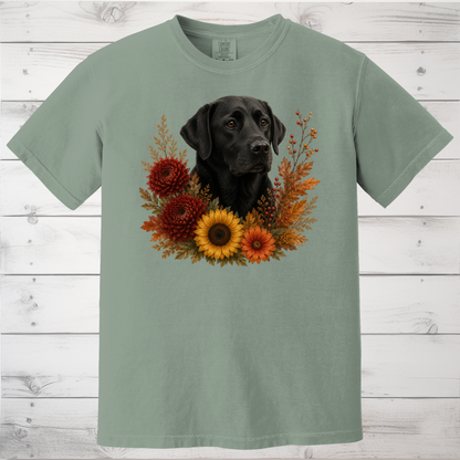 Black Labrador Autumn Floral Shirt