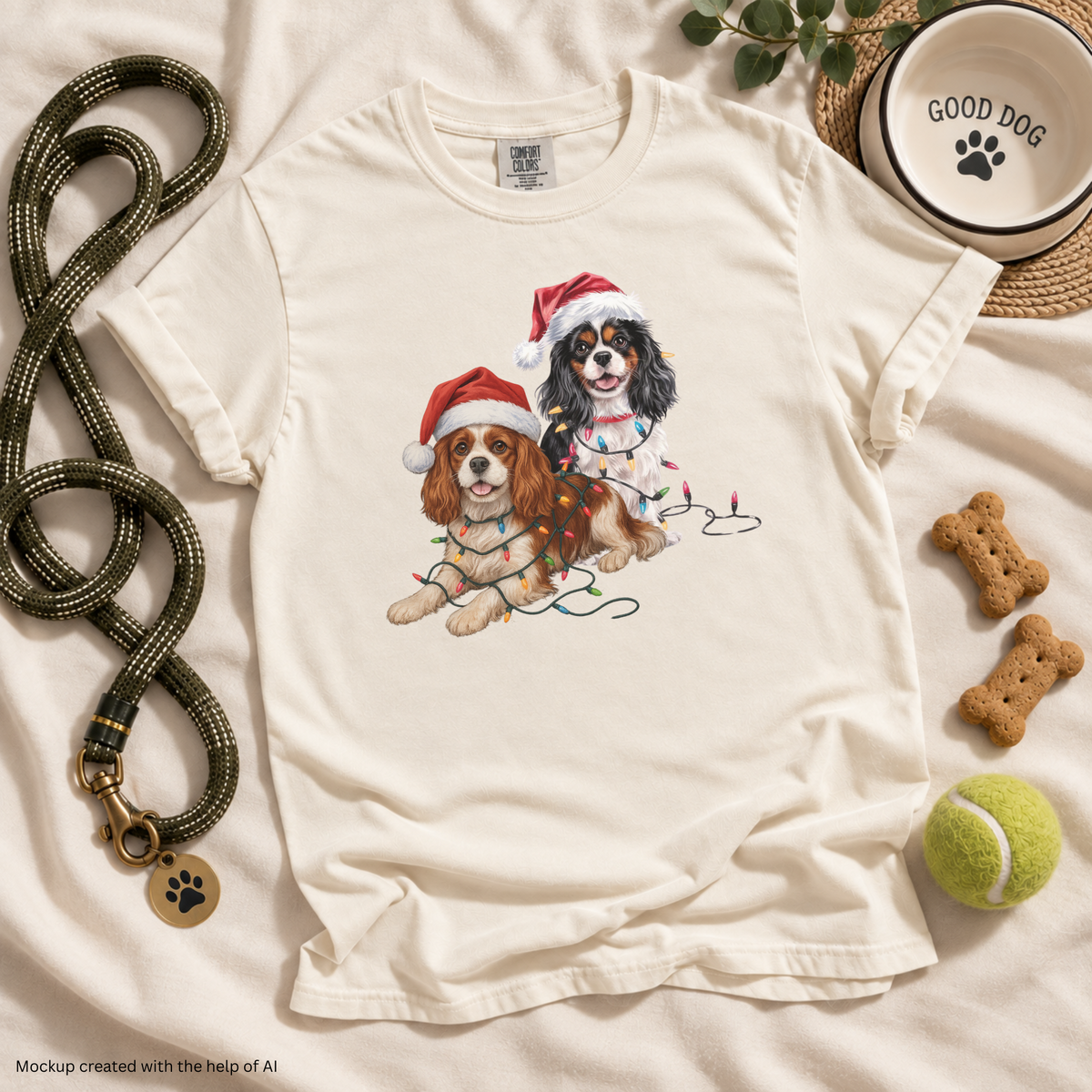 Cavalier King Charles Spaniel Christmas Shirt, Blenheim Tricolor Cavalier Holiday Tee, Gift for Dog Moms