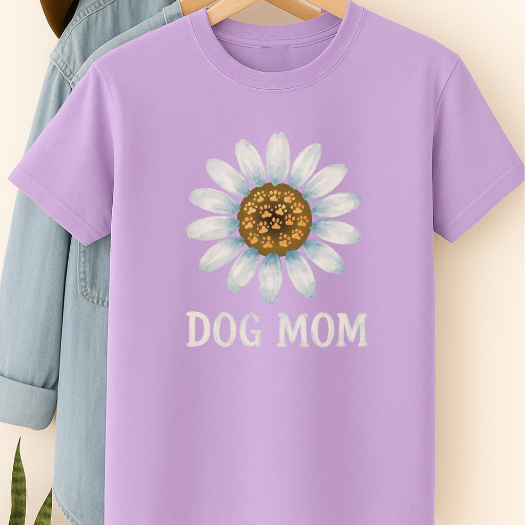 Dog Mom Shirt with Paw Print Flower Cute Pet Lover Tee Dog Mama Gift Floral Dog Mom T-Shirt Dog Mothers Day T-Shirt