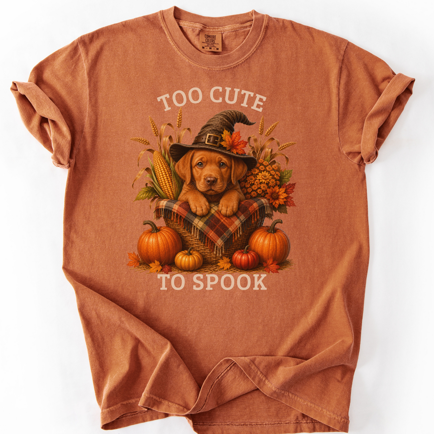 Fox Red Lab Halloween Shirt, Too Cute To Spook Fall Dog Lover Tee