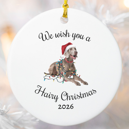 Christmas Weimaraner Ornament, Christmas Lights Dog Keepsake