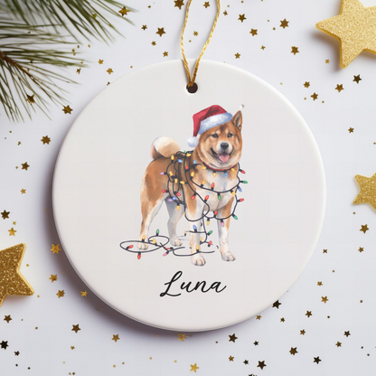 Personalized Akita Christmas Lights Ornament