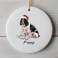 Load image into Gallery viewer, Personalized Black Springer Spaniel Ornament, Christmas Dog Decor
