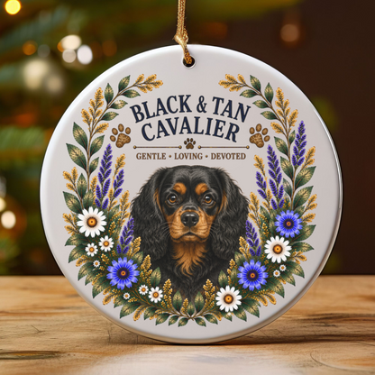 Black and Tan Cavalier Ornament, Cavalier King Charles Spaniel Gift, Dog Lover Keepsake