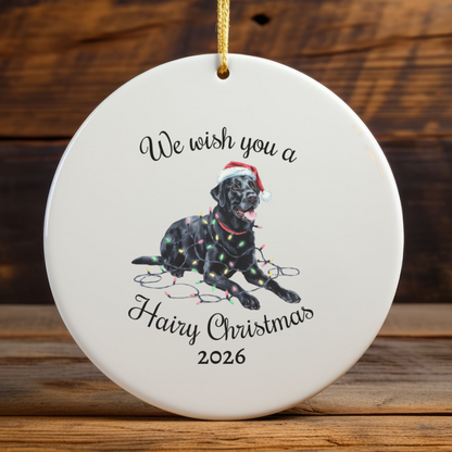 Christmas Black Labrador Ornament, Christmas Lights Dog Keepsake
