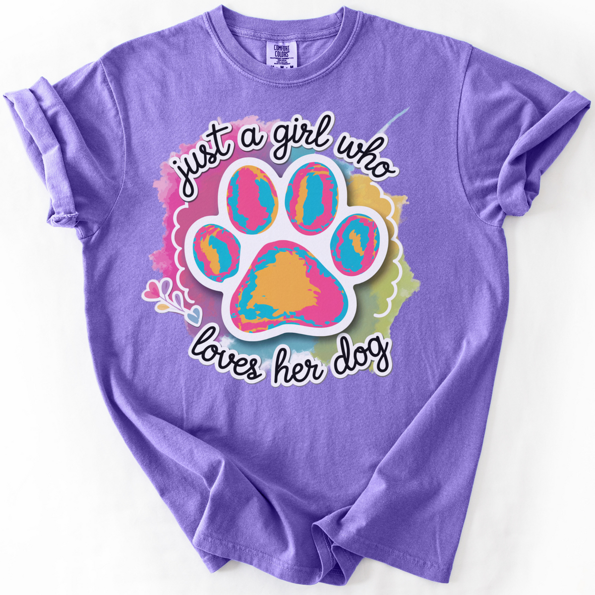 Just a Girl Who Loves Her Dog Shirt, Dog Mom Shirt, Dog Lover Gift, Paw Print Tee