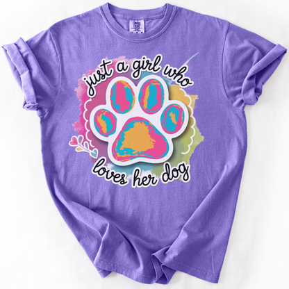 Just a Girl Who Loves Her Dog Shirt, Dog Mom Shirt, Dog Lover Gift, Paw Print Tee