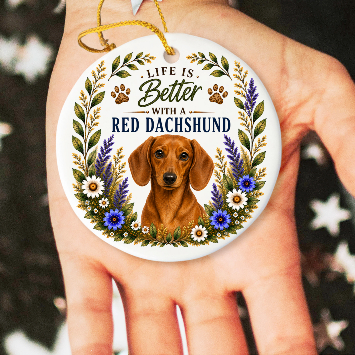 Red Dachshund Ornament, Doxie Lover Gift, Dachshund Mom Gift, Wiener Dog Keepsake