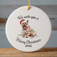 Load image into Gallery viewer, Christmas Cairn Terrier Ornament, Christmas Lights Dog Keepsake
