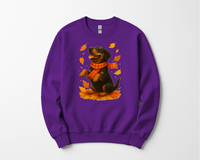 Load image into Gallery viewer, Rottweiler Autumn Shirt, Cozy Fall Dog Sweatshirt, Cute Black Dog Lover Gift, Seasonal Apparel Pullover, Autumn Dog Outfit
