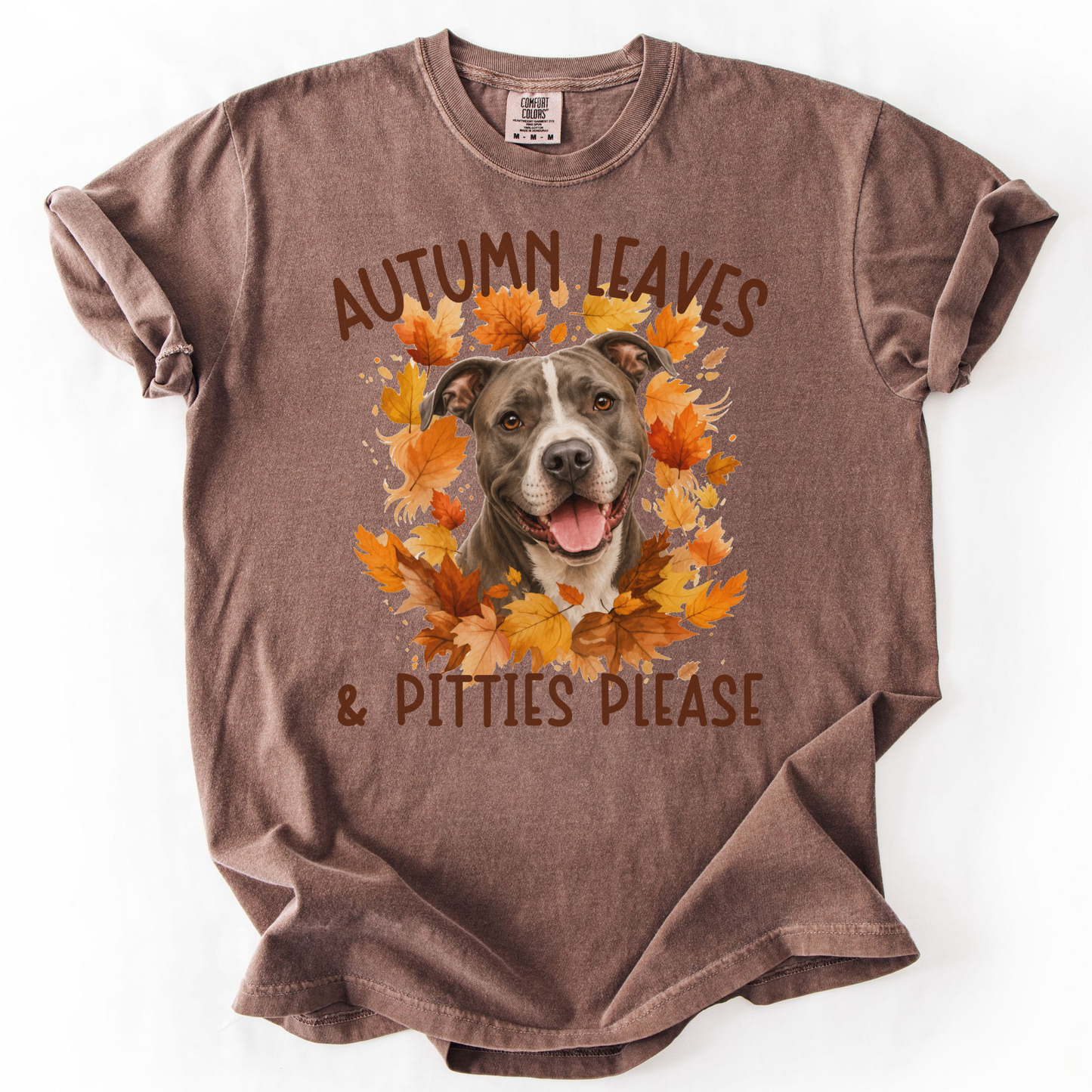 Pitbull Mom Fall Shirt, Autumn Leaves & Pitties Please