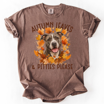 Pitbull Mom Fall Shirt, Autumn Leaves & Pitties Please