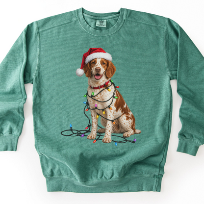 Brittany Spaniel Christmas Lights Sweatshirt