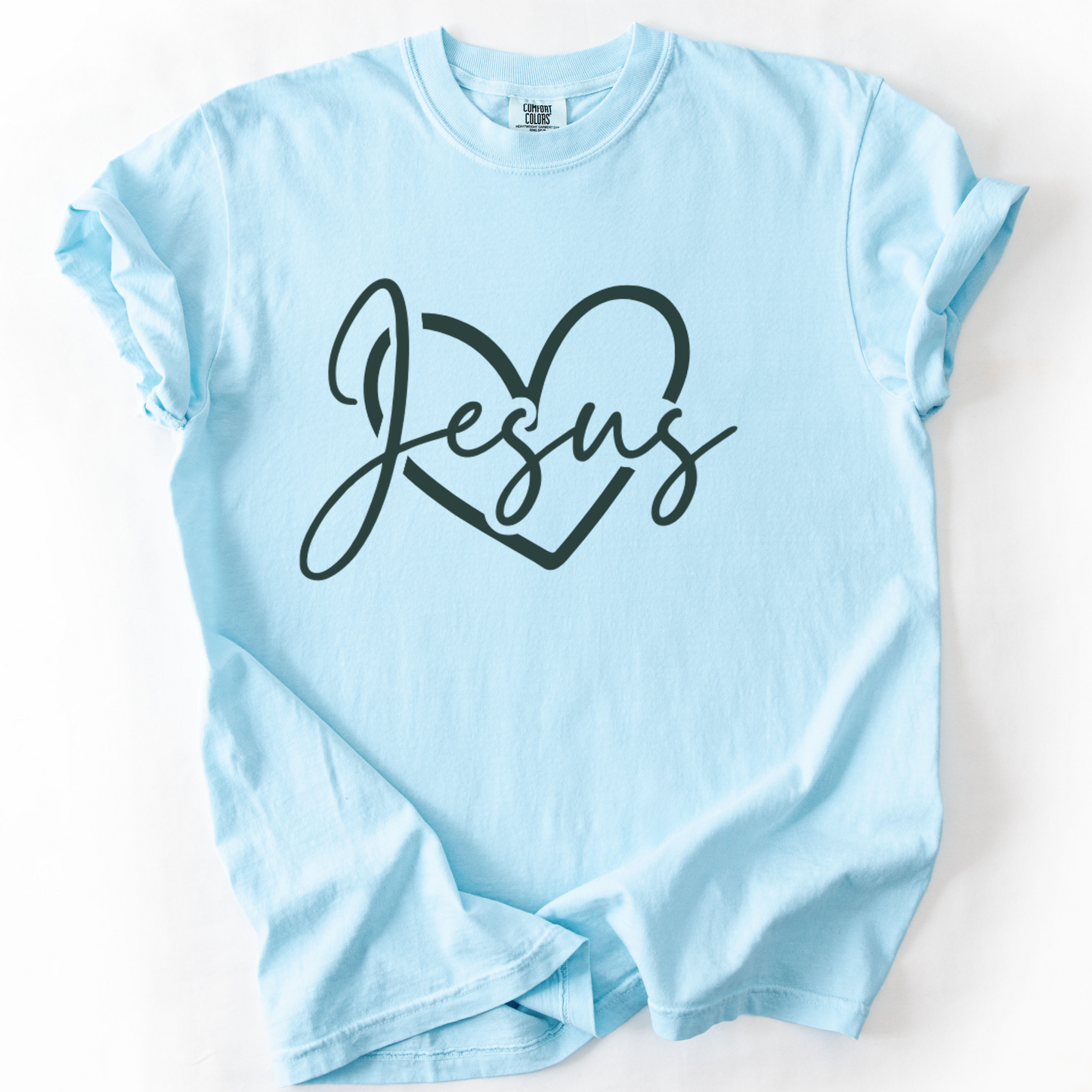 Jesus Heart Shirt, Christian Faith Tee, Minimalist Comfort Colors Gospel Shirt