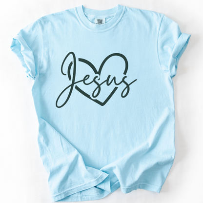 Jesus Heart Shirt, Christian Faith Tee, Minimalist Comfort Colors Gospel Shirt