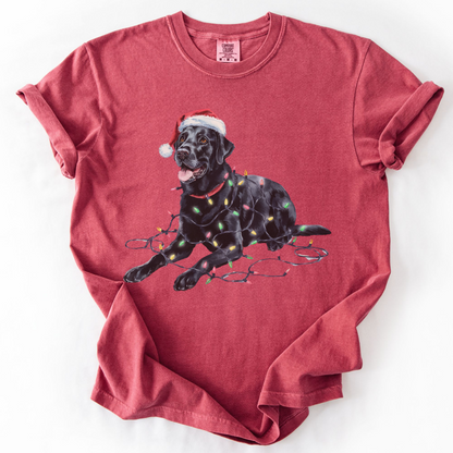 Christmas Black Labrador Shirt, Christmas Lights Dog Tee, Christmas Dog Tee, Lab Mom Tshirt, Gift for Dog Lover, Black Lab