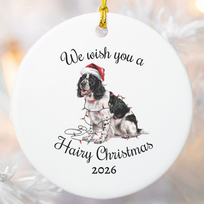 Christmas Black Springer Spaniel Ornament, Christmas Lights Dog Keepsake