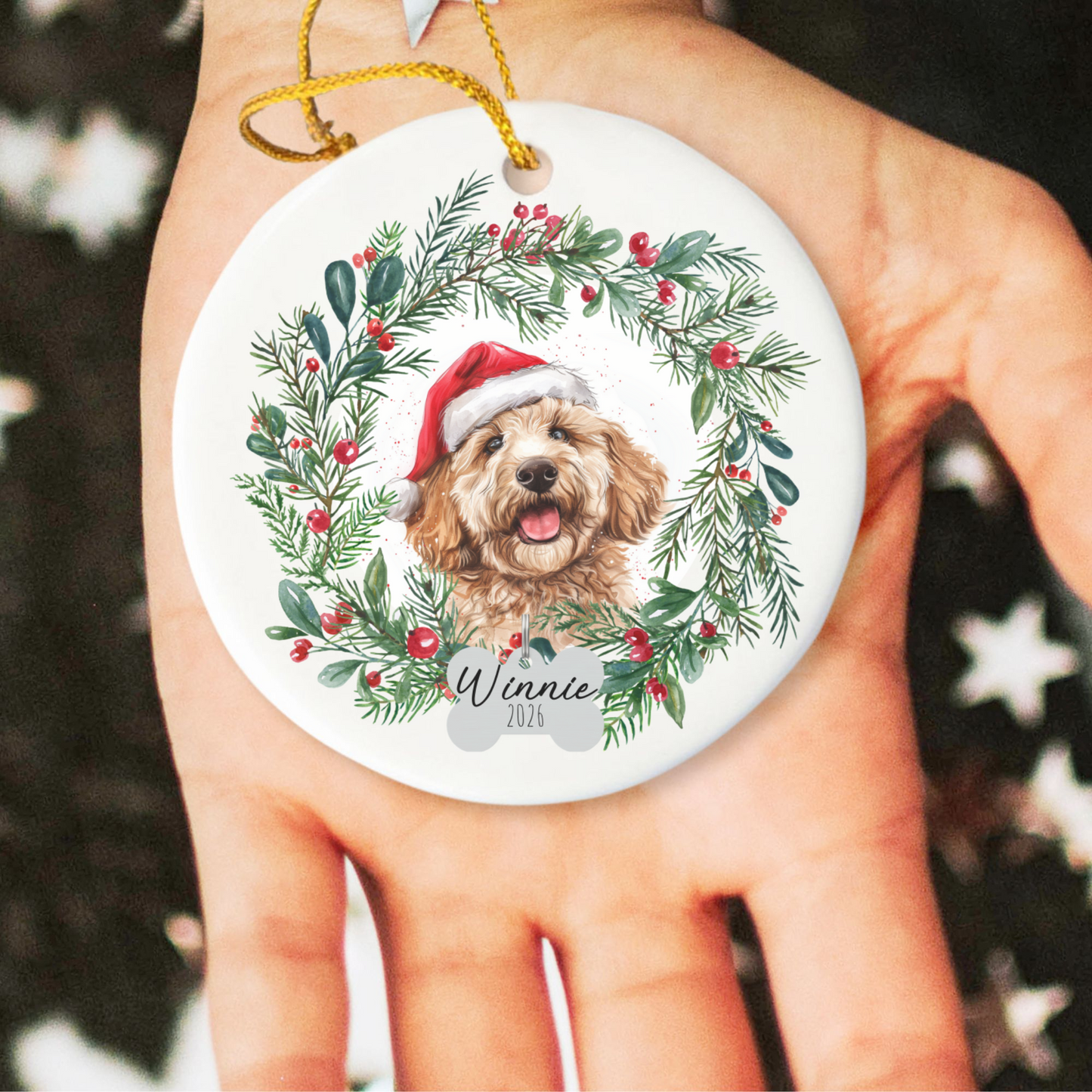 Personalized Goldendoodle Christmas Ornament