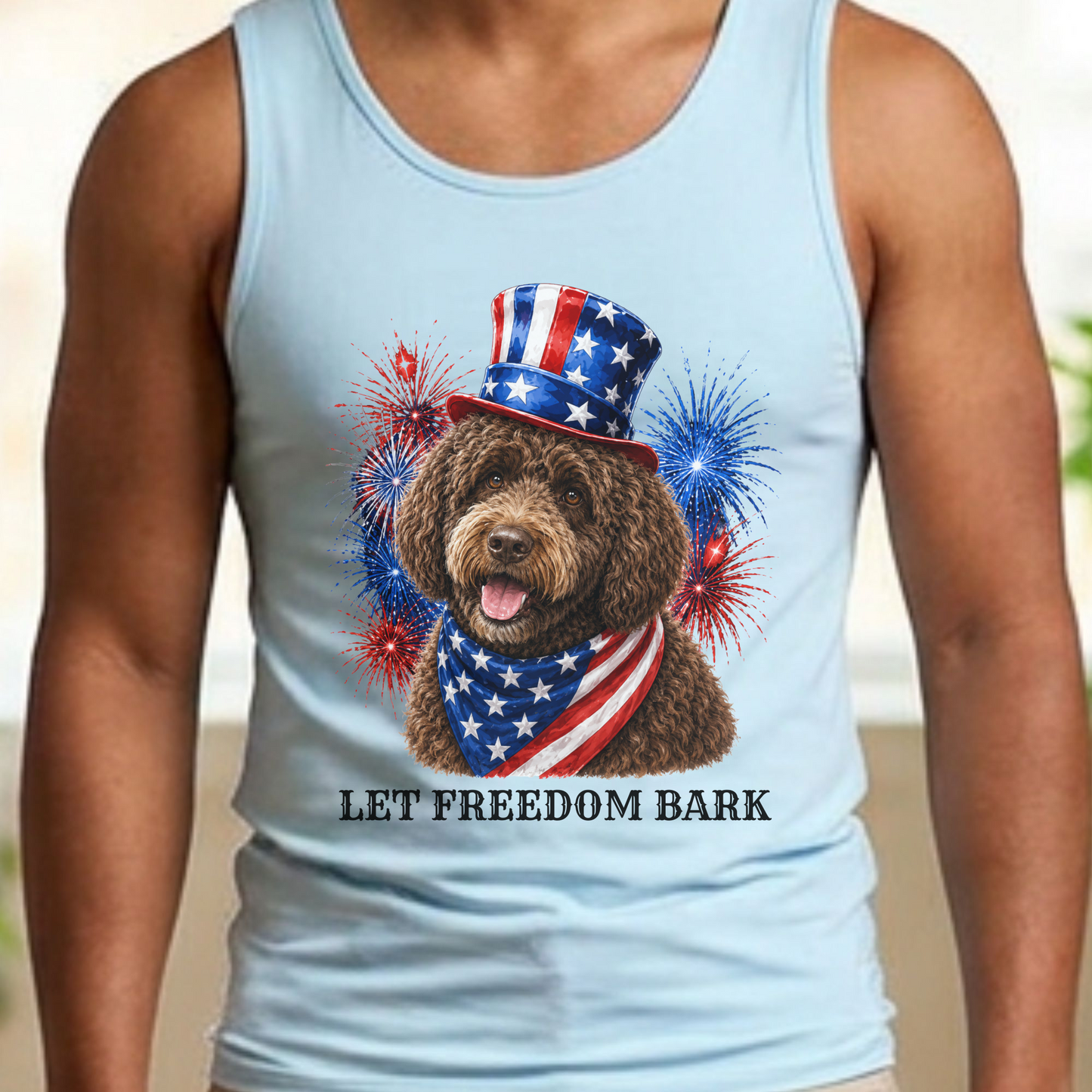 Brown Portuguese Water Dog Tank Top, Let Freedom Bark