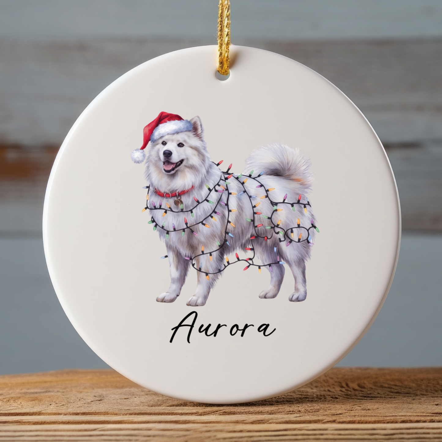 Personalized Samoyed Ornament, Custom Dog Lover Gift