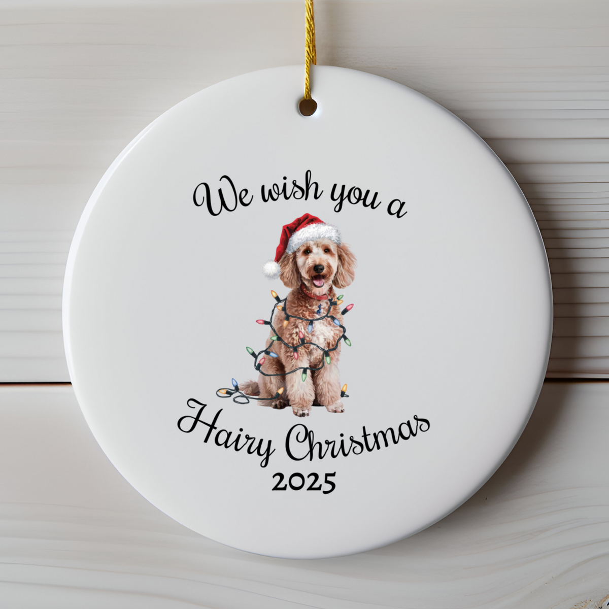 Christmas Poodle Ornament, Christmas Lights Dog Keepsake