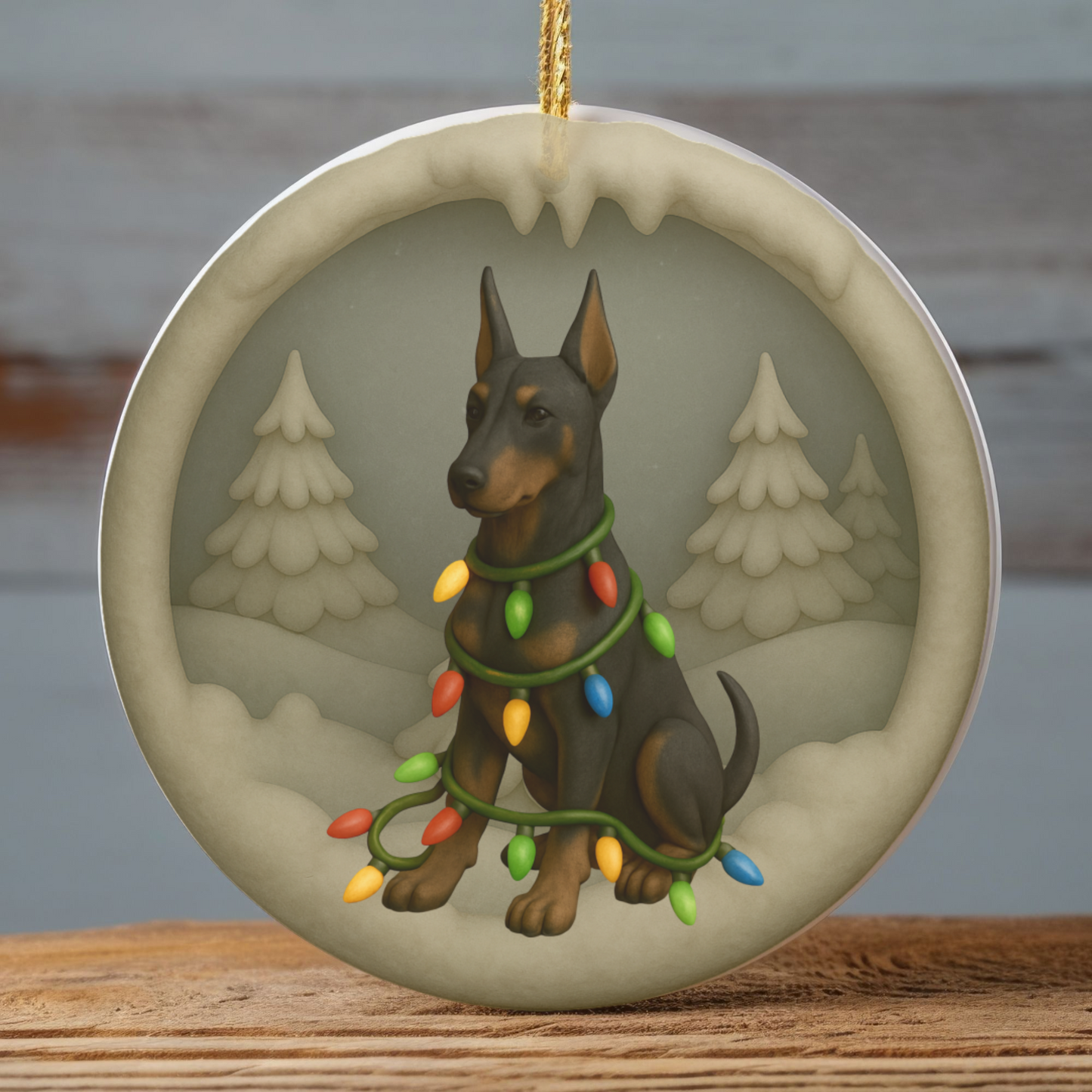 Personalized Doberman Christmas 3D Clay-Style Ornament