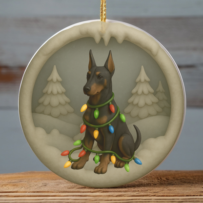 Personalized Doberman Christmas 3D Clay-Style Ornament