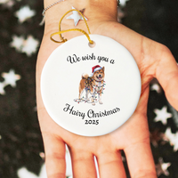 Load image into Gallery viewer, Christmas Akita Ornament, Christmas Lights Dog Keepsake
