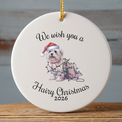Christmas Maltese Ornament, Christmas Lights Dog Keepsake