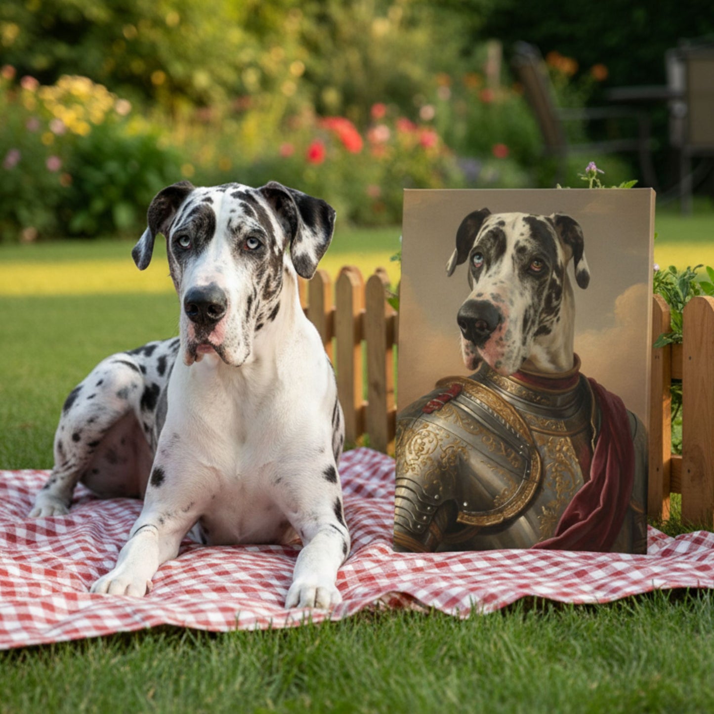 Personalized Dog Knight Portrait, Custom Renaissance Pet Armor Canvas