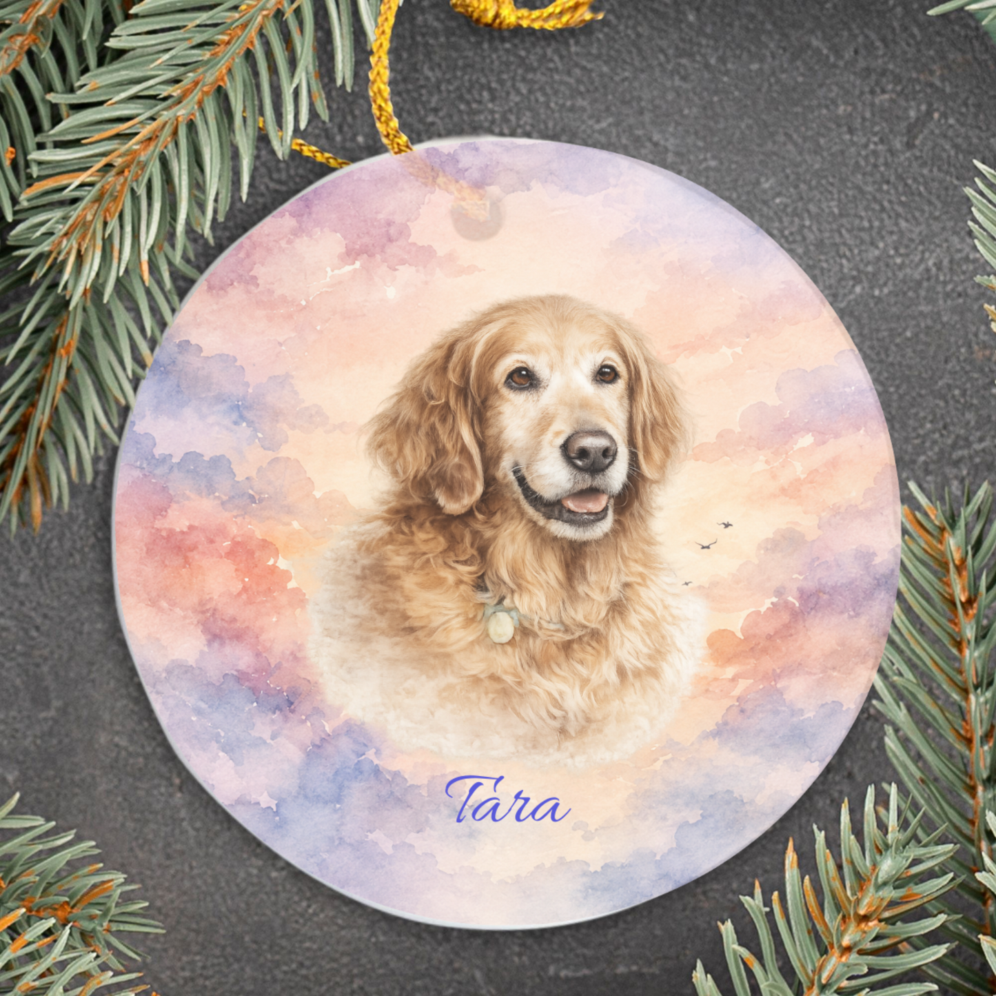 Personalized Pet Memorial Ornament, Custom Dog Photo Forever Loved Remembrance Keepsake