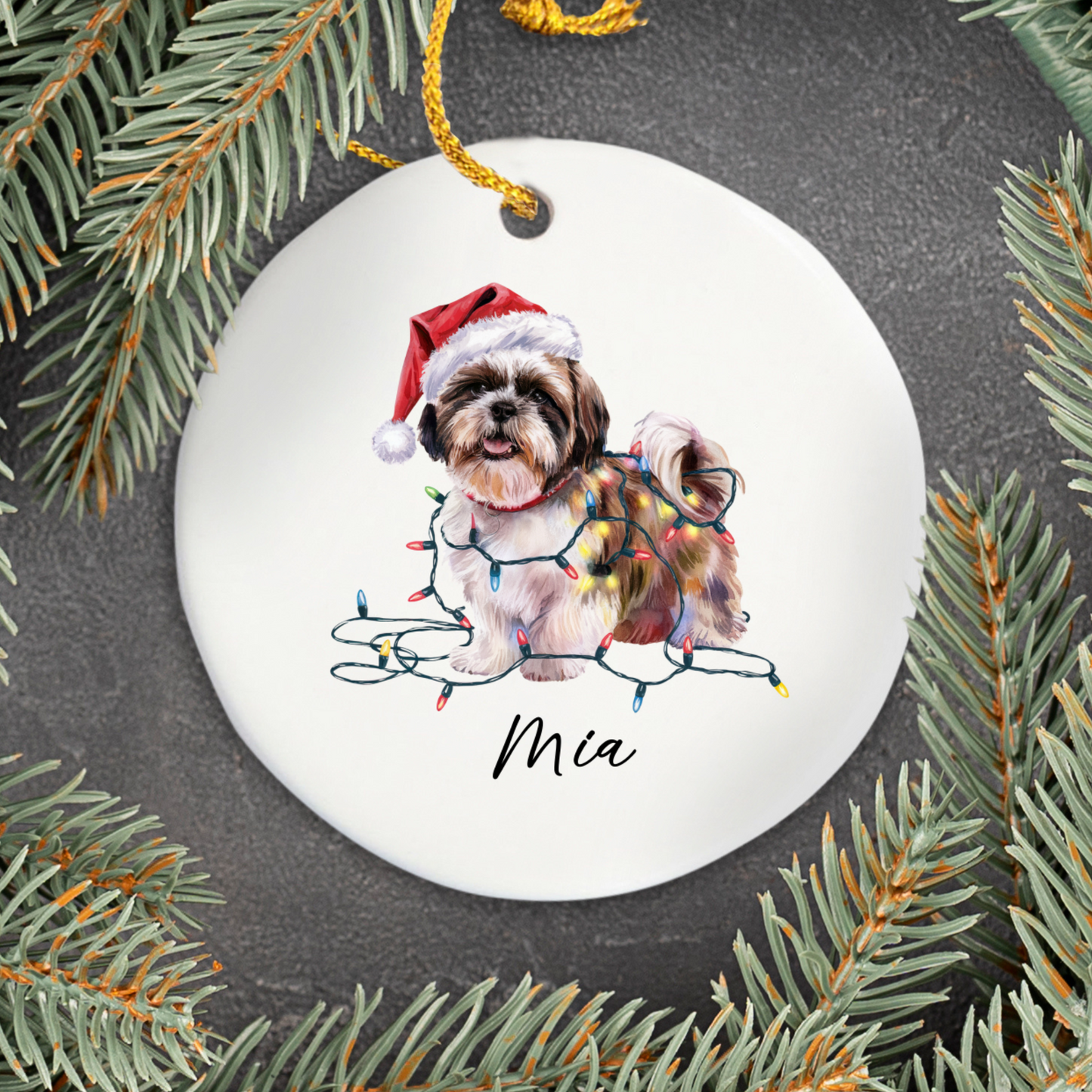 Shih Tzu Ornament Personalized Gift, Custom Holiday Pet Decor