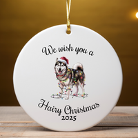 Load image into Gallery viewer, Christmas Alaskan Malamute Ornament, Christmas Lights Dog Keepsake
