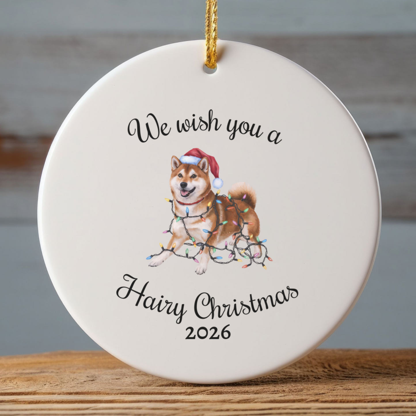 Christmas Red Shiba Inu Ornament, Christmas Lights Dog Keepsake