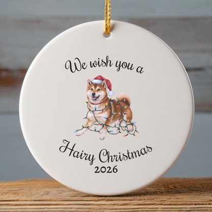 Christmas Red Shiba Inu Ornament, Christmas Lights Dog Keepsake