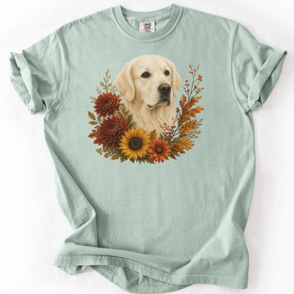 English Cream Golden Retriever Autumn Floral Shirt