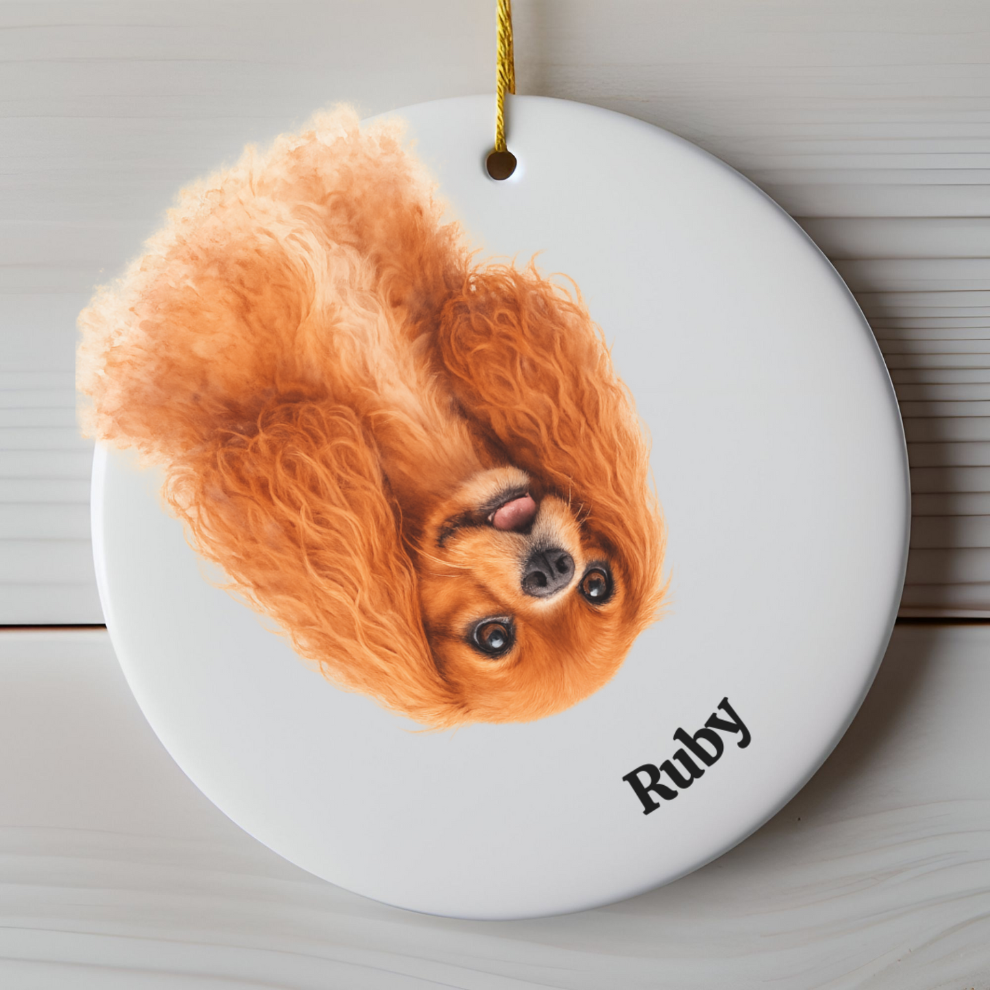 Upside down Personalized Pet Photo Ornament, Custom Dog Cat Memorial Ornament with Name, Watercolor Gift